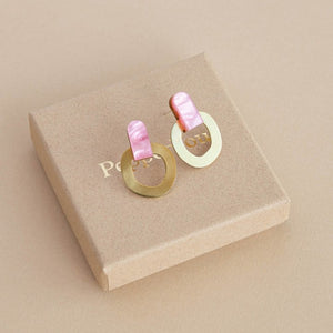 Around brass stud earrings - various colours