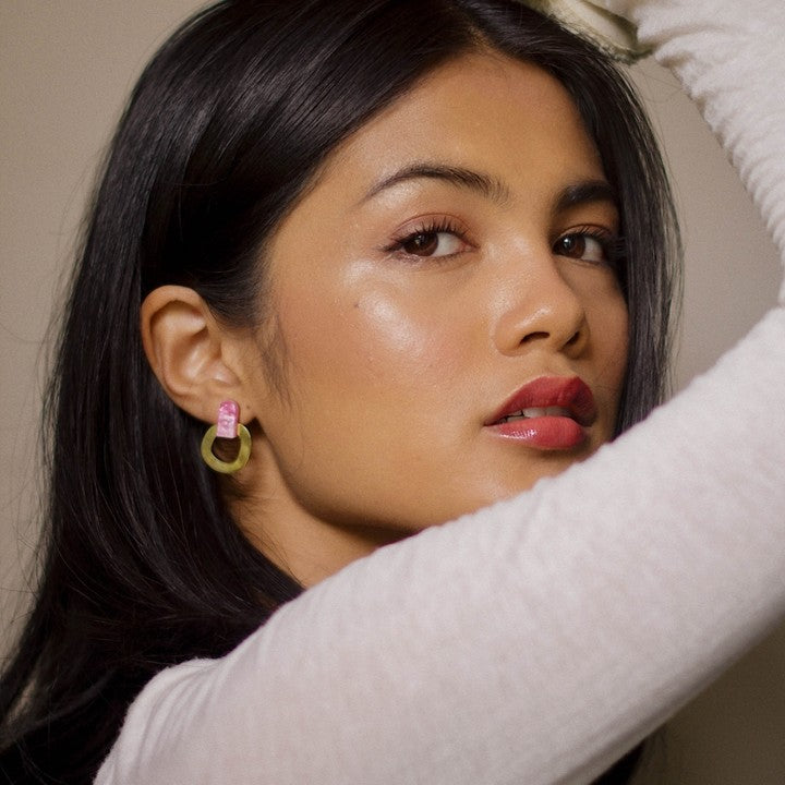 Around brass stud earrings - various colours