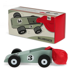 Wooden balloon powered racing car