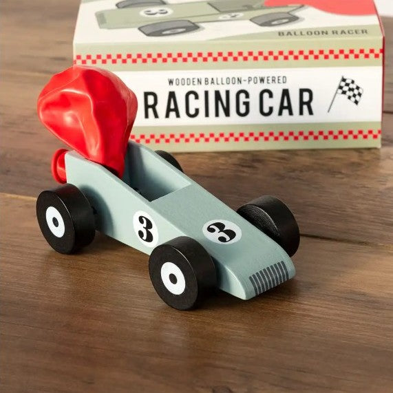 Wooden balloon powered racing car