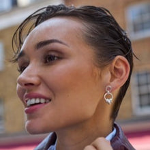 Load image into Gallery viewer, Beaded two tier hoops - silver
