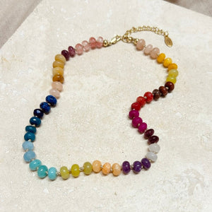 Beaded necklace - intense rainbow
