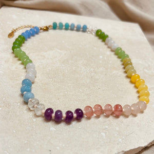 Beaded necklace - pastel rainbow