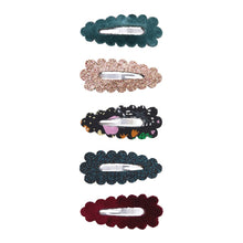 Load image into Gallery viewer, Blackberry scalloped mini hair clips
