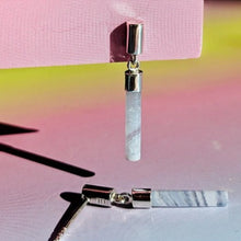 Load image into Gallery viewer, Blue lace agate drop bar earrings - silver
