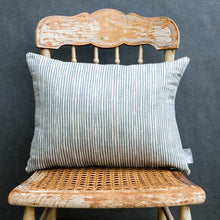 Load image into Gallery viewer, Blue stripe rectangle linen cushion
