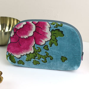 Blue & pink mix printed velvet botanical sleep mask