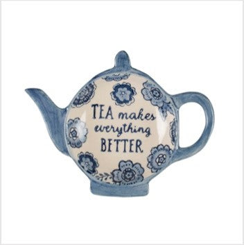 Blue floral tea lover teabag tidy