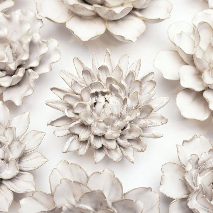 Ceramic flower - chrysanthemum - ivory
