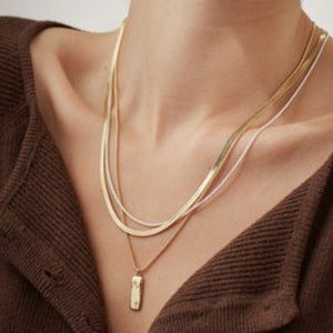 Molten tablet CZ drop pendant necklace - gold