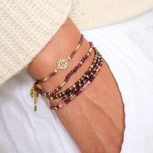 Load image into Gallery viewer, Cassia gold &amp; garnet stretch gemstone bracelet
