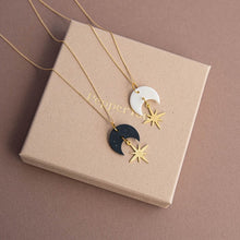 Load image into Gallery viewer, Celestial star gold necklace - midnight black

