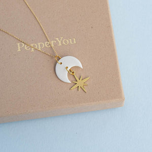 Celestial star drop earrings in pearly white - gold