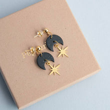 Load image into Gallery viewer, Celestial star drop earrings in pearly white - gold
