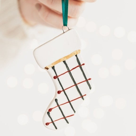 Xmas dec - stocking with red/green pattern