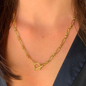 Cetus gold T-bar chain necklace