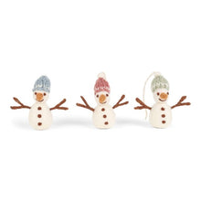 Load image into Gallery viewer, Xmas decs - snowman w/ colourful hat - set of 3

