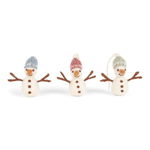 Xmas decs - snowman w/ colourful hat - set of 3
