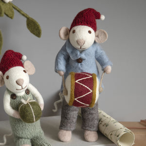 Christmas decorations - orchestra mouse w/ drum - small