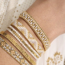 Load image into Gallery viewer, Claudia white &amp; gold friendship bracelet
