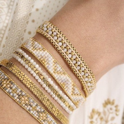 Claudia white & gold friendship bracelet
