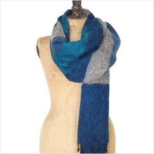 Load image into Gallery viewer, Coast scarf - blues &amp; cool grey
