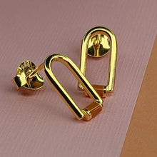 Load image into Gallery viewer, Contemporary arch gold enamel stud earrings
