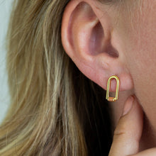 Load image into Gallery viewer, Contemporary arch gold enamel stud earrings
