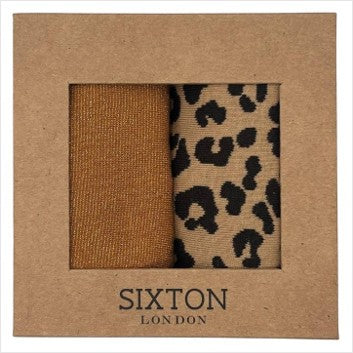 Copper Tokyo & sand leopard print socks box duo