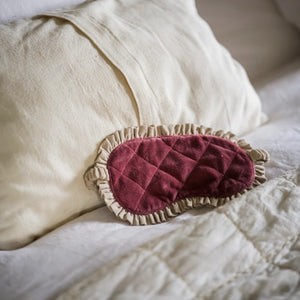 Velvet & linen eye mask - pomegranate