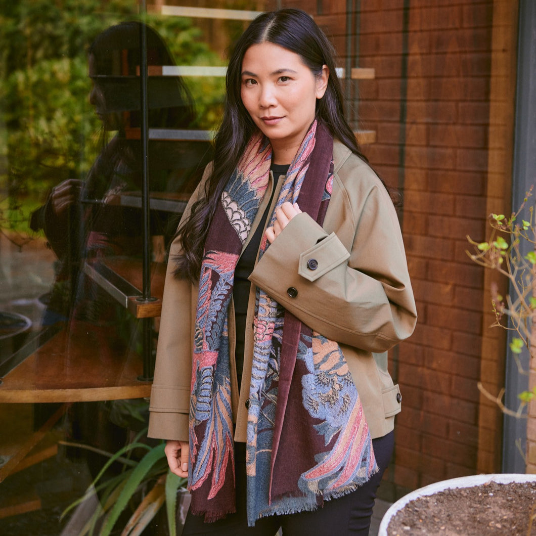 Crane wool scarf - plum