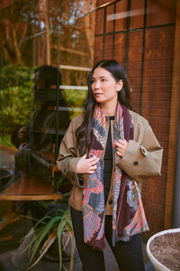 Crane wool scarf - plum