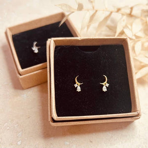 Crescent moon droplet studs - gold
