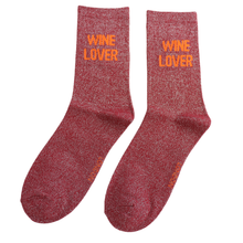 Load image into Gallery viewer, Glitter socks - wine lover
