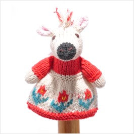 Horse toddler finger puppet - dress with flowers