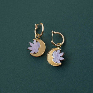 Daydream sun & moon hoop earrings - smoke & gold