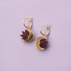Daydream sun & moon hoop earrings - smoke & gold