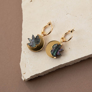 Daydream sun & moon hoop earrings - smoke & gold