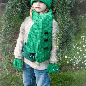 T-rex knitted gloves