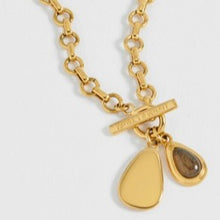 Load image into Gallery viewer, Cabochon drop T-bar pendant - gold
