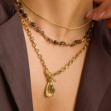 Load image into Gallery viewer, Cabochon drop T-bar pendant - gold
