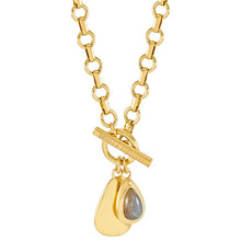 Load image into Gallery viewer, Cabochon drop T-bar pendant - gold
