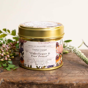 Elderflower & pear presse tin candle