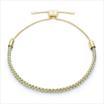 Emelia gold & pale green woven bracelet