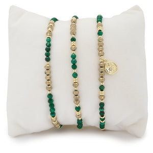 Emerald 3 layer bracelet stack