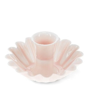 Enamel cupped flower candle holder - soft pink