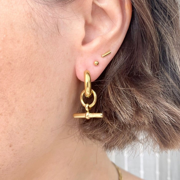 Everyday bar hoop earrings - gold