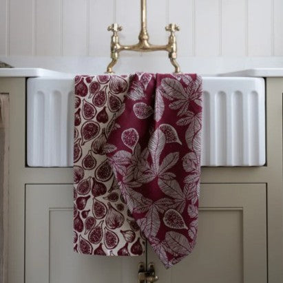 Fig tree tea towels - ruby - 2 pack
