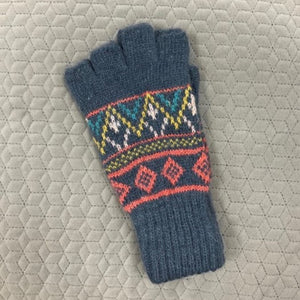 Fingerless geo gloves - denim