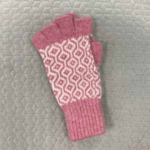 Fingerless honeycomb gloves - pink